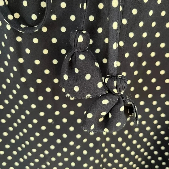 [S]Kate Spade Dark  Navy Blue Polka Dot LS Blouse - Picture 10 of 13